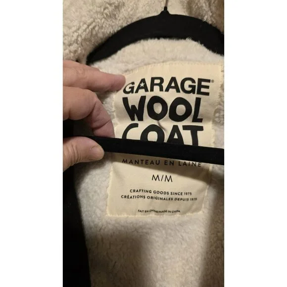 Garage Wool Blend Coat With Half Sherpa Lining Size Medium Winter Cozy Warm Y2K - Picture 3 of 11